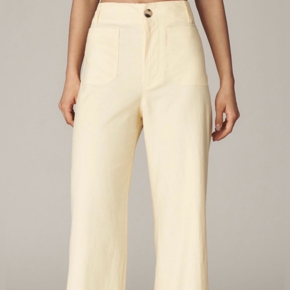Maeve - Colette Beachy Linen Full-Length Wode-Leg Pants - 28 - Butter Yellow - Picture 3 of 9
